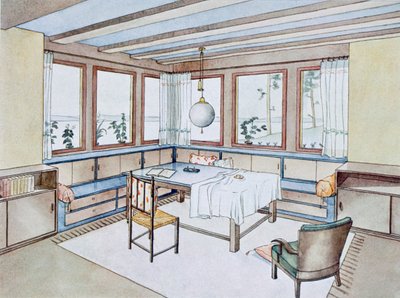 Deel van een woonkamer, uit Moderne Interieurs in Kleur, uitgegeven door Julius Hoffman, Stuttgart, 1929 door W. Schneider